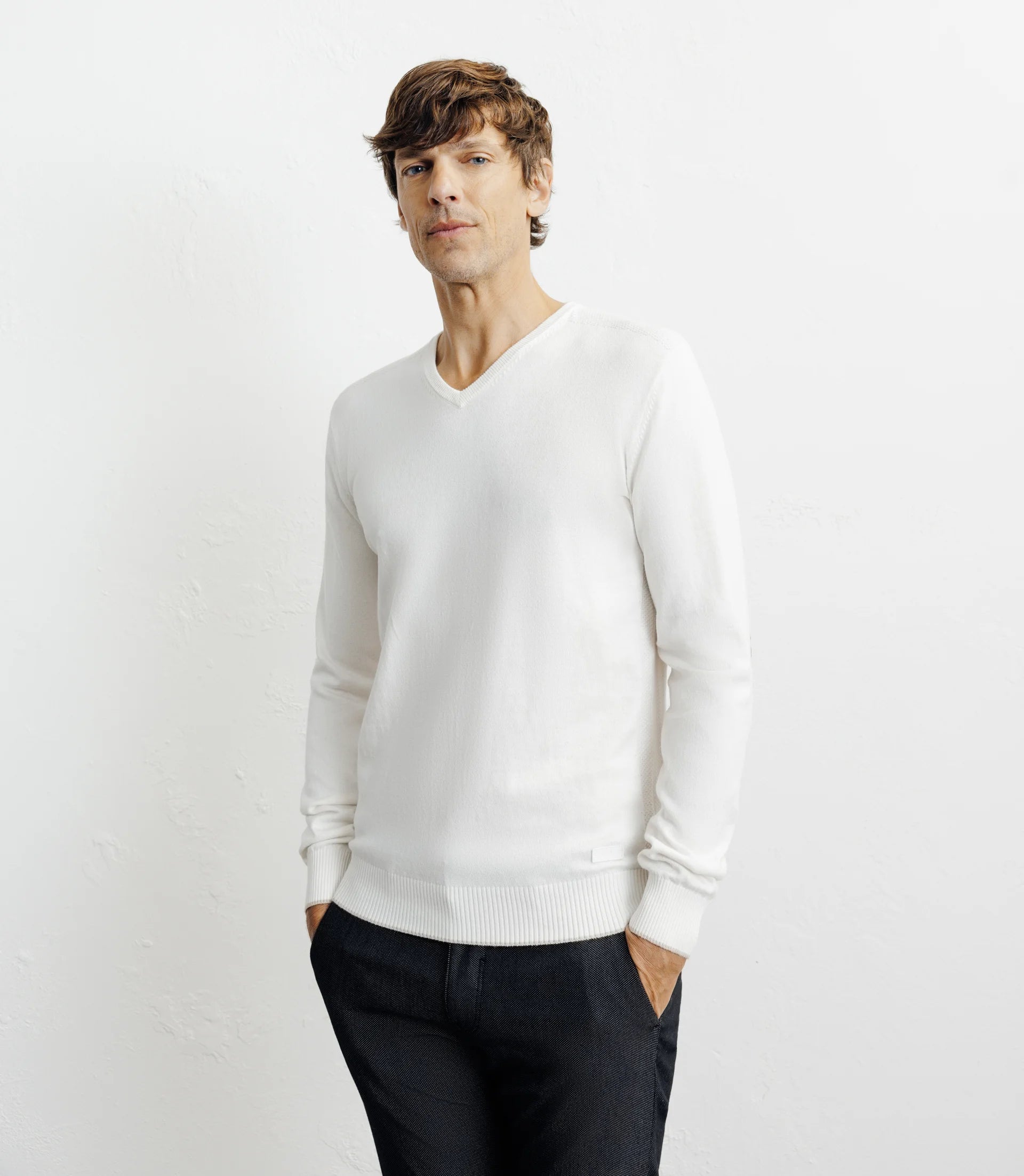 Pull col v ecru - IZAC
