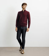 Pull à col demi zippé bordeaux - IZAC