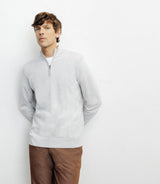 Pull à col demi zippé gris chiné - IZAC