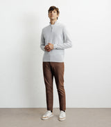 Pull à col demi zippé gris chiné - IZAC