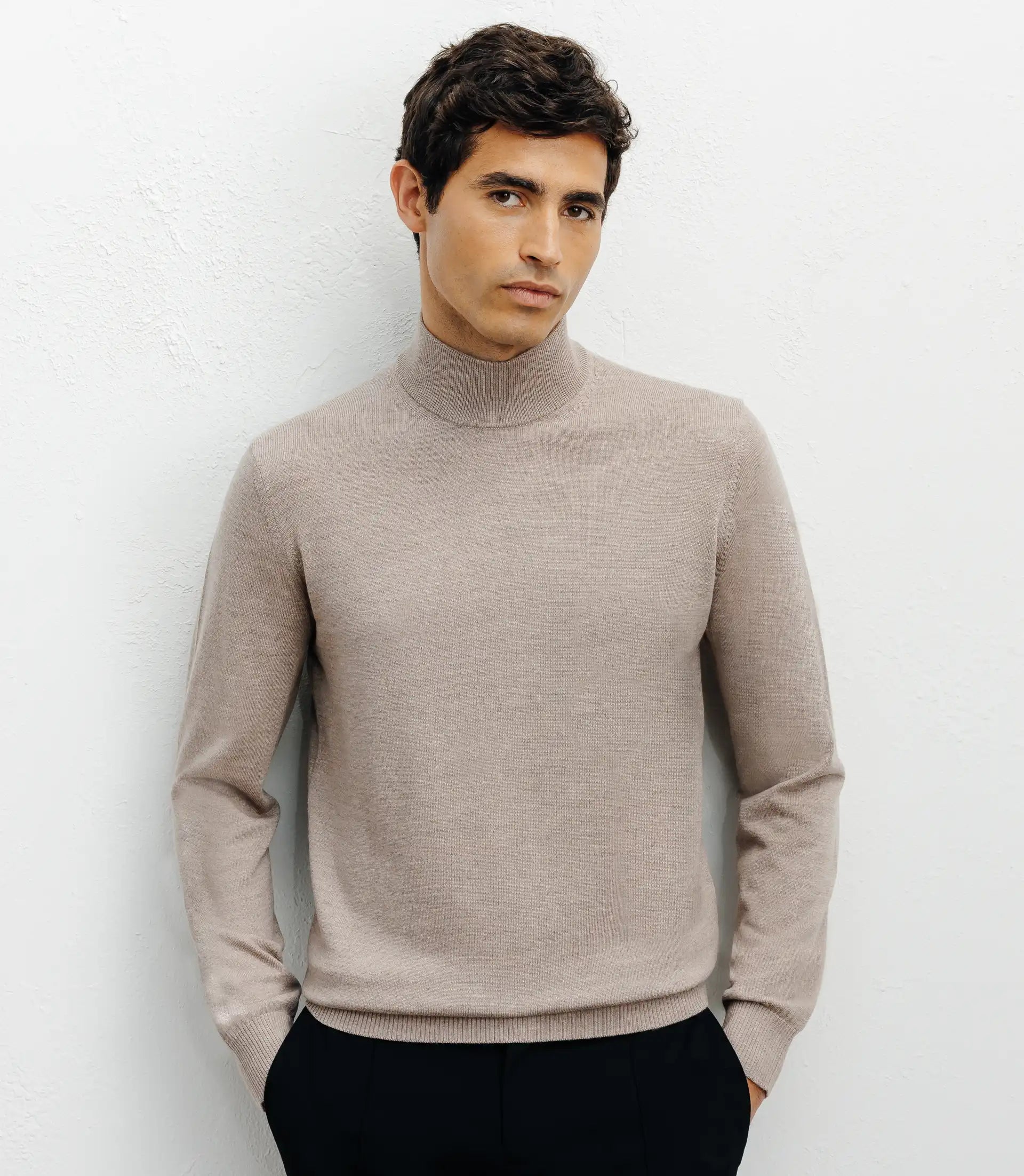 Pull col cheminée beige - IZAC