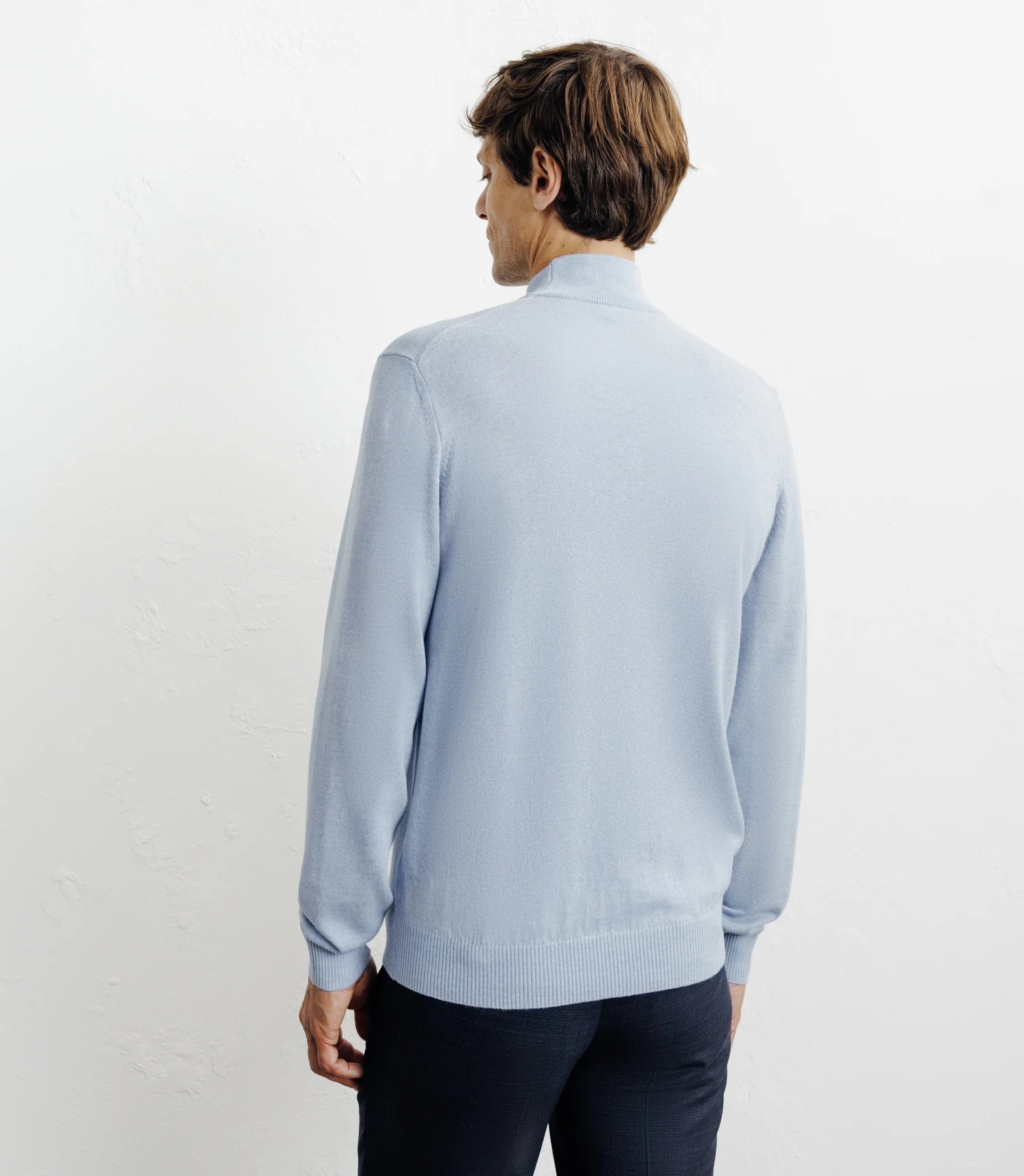 Pull col cheminée bleu ciel - IZAC