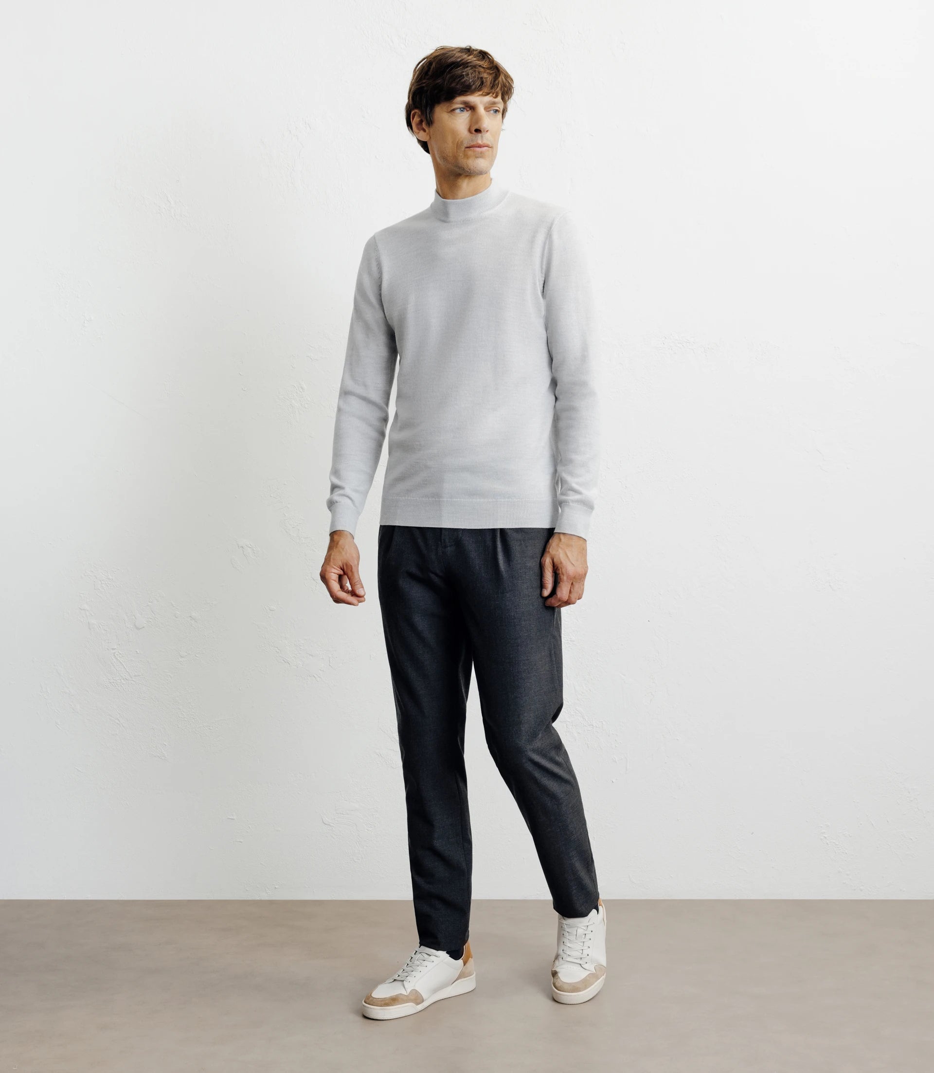 Pull col cheminée gris chiné - IZAC