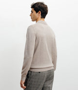 Pull col polo en laine mérinos beige - IZAC