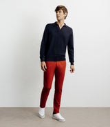 Pull col polo en laine mérinos marine - IZAC