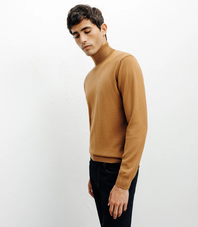 Pull col roulé camel - IZAC