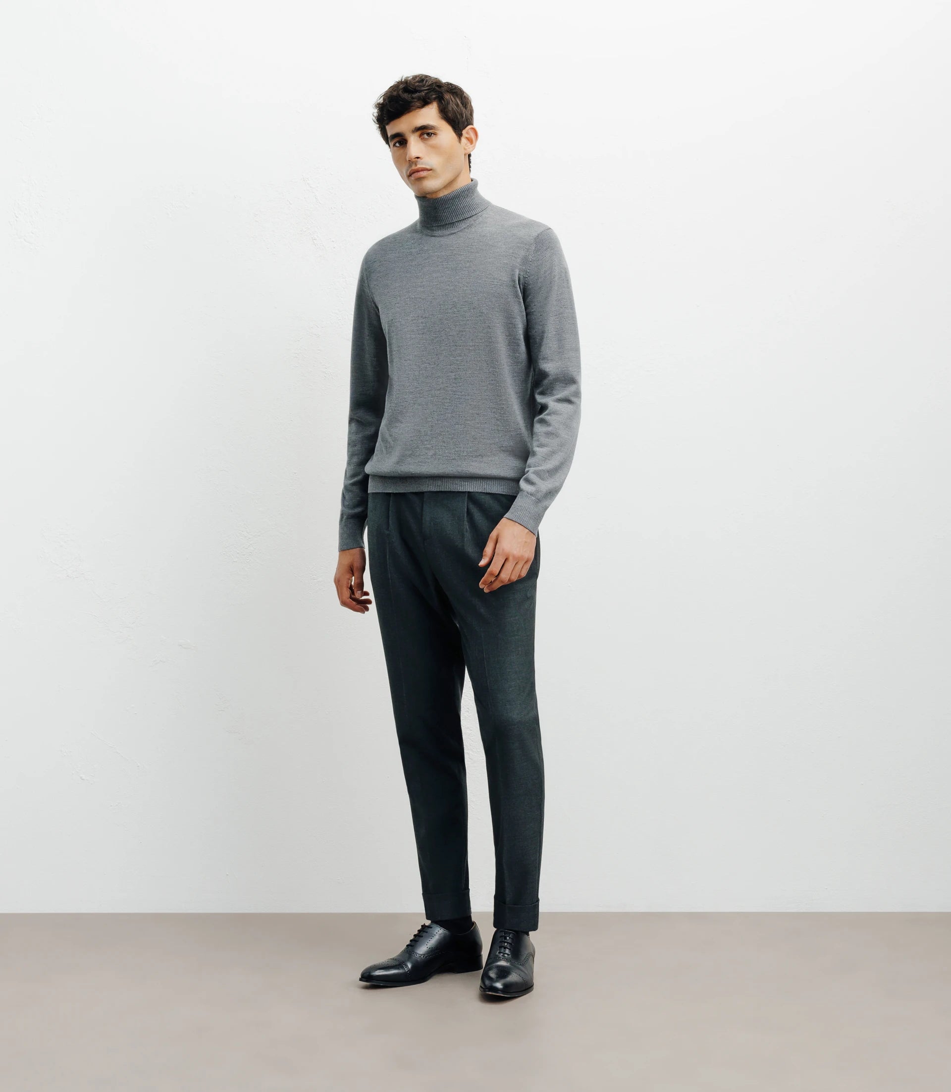 Pull col roulé gris - IZAC