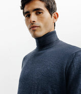 Pull col roulé indigo - IZAC