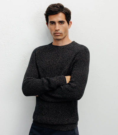 Pull col rond mouliné marron - IZAC