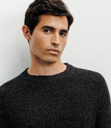 Pull col rond mouliné marron - IZAC