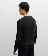 Pull col rond mouliné marron - IZAC