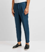 Indigo blue linen city pants