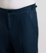 Indigo blue linen city pants