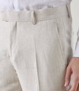 Pantalon ville 100% lin beige clair - IZAC
