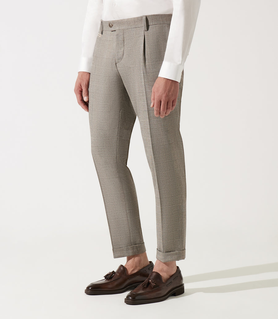 Pantalon carreaux beige hot sale