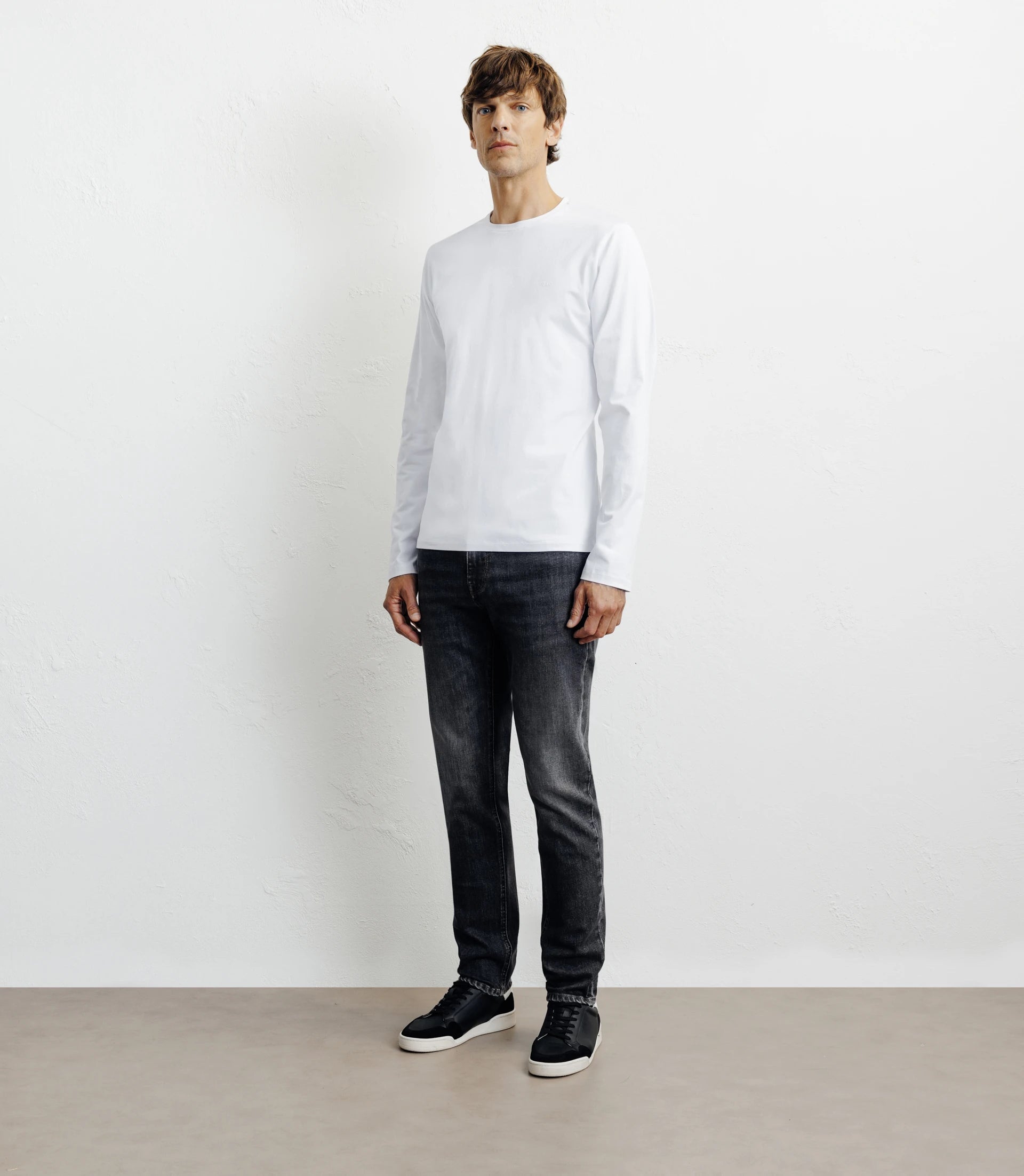 T-shirt col rond manches longues blanc - IZAC