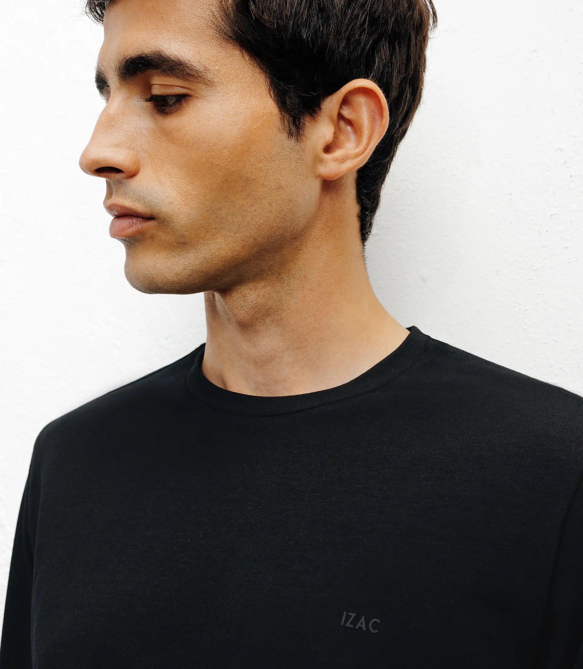 T-shirt col rond manches longues noir - IZAC