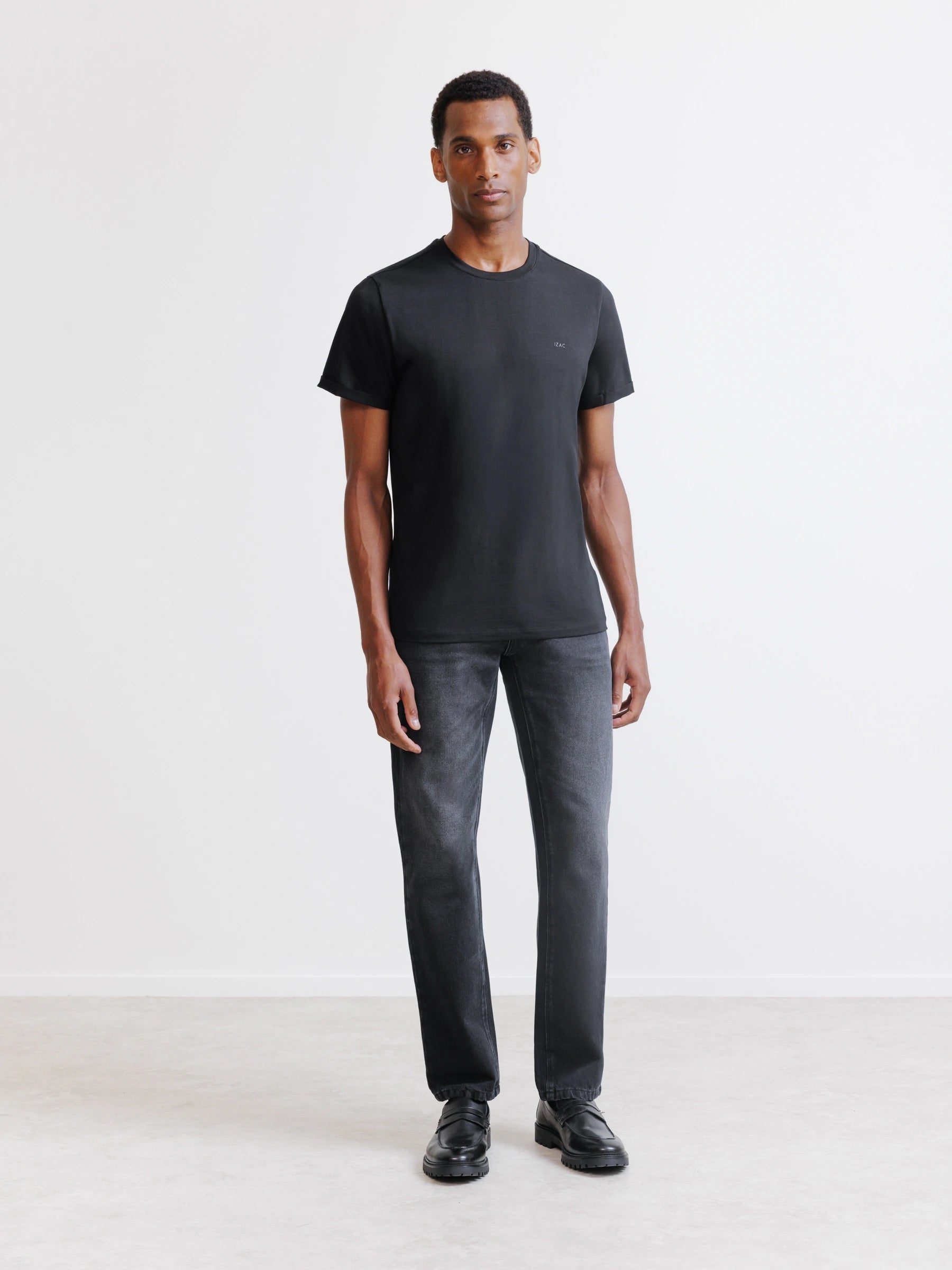 Black scoop-neck T-shirt