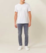 White round neck t-shirt with chest pocket in linen "Xavi