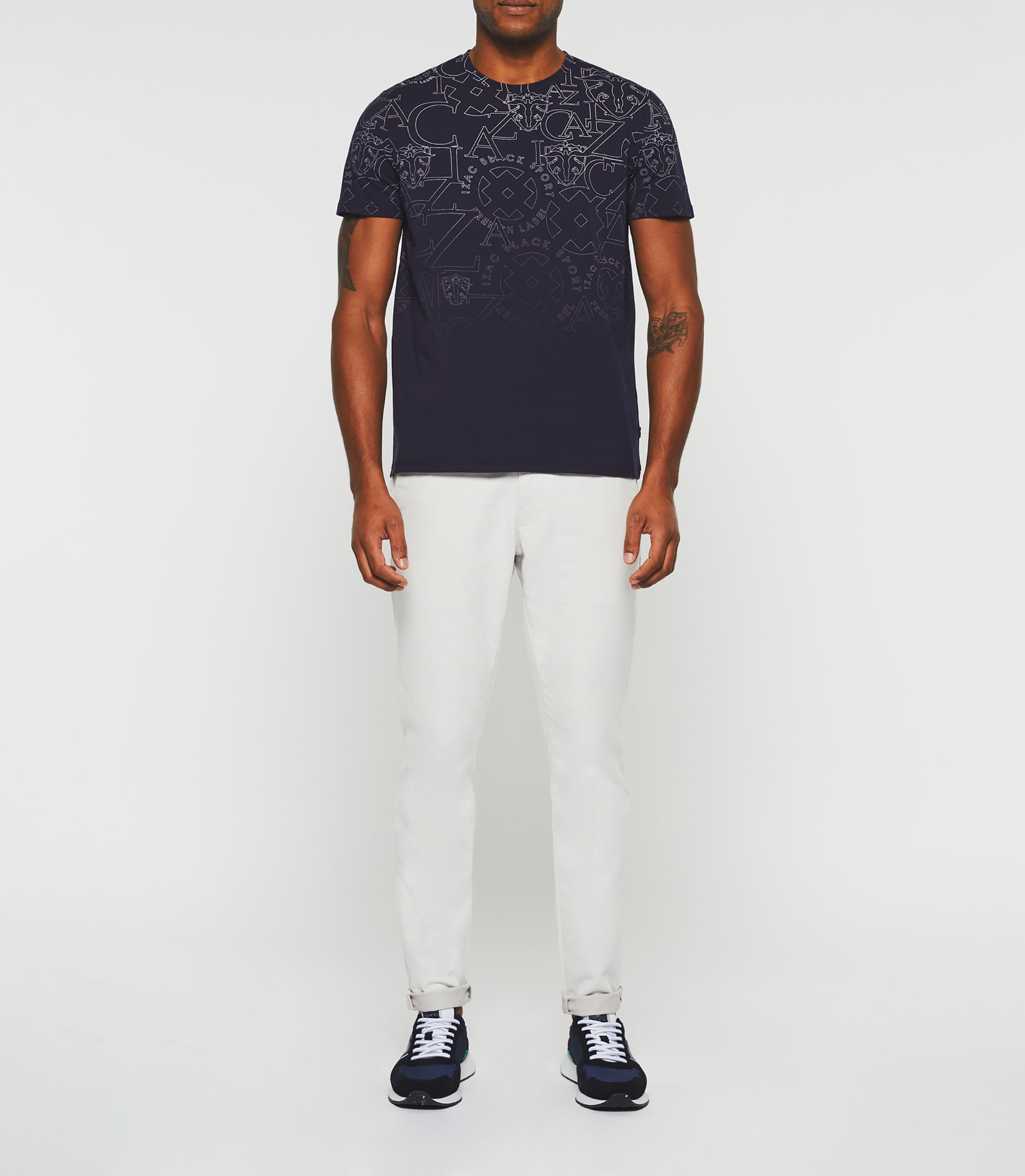 T-shirt logo col rond marine "Georges" - IZAC