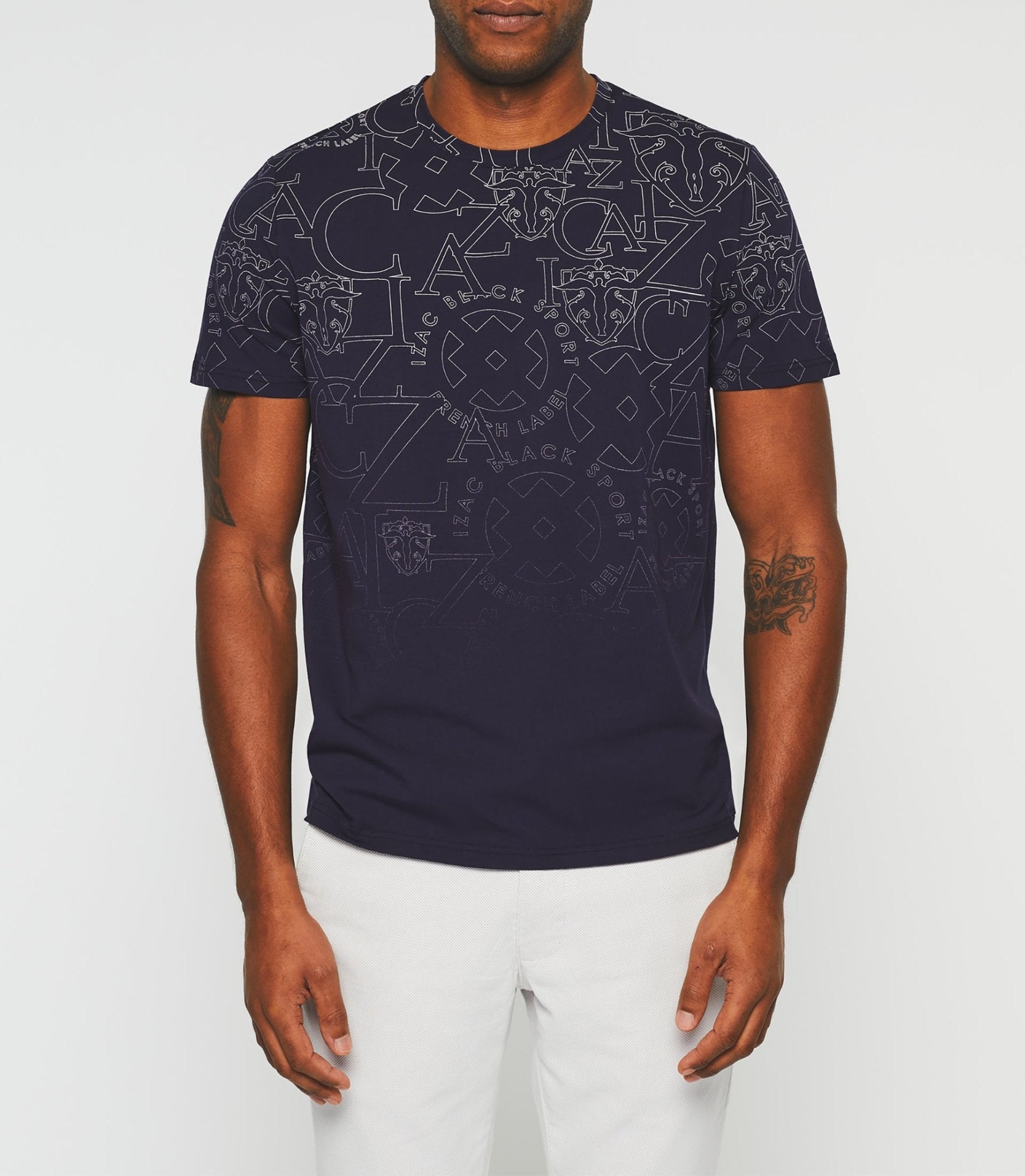 T-shirt logo col rond marine "Georges" - IZAC