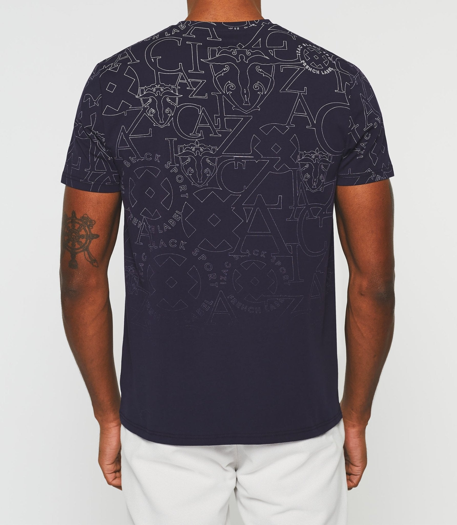 T-shirt logo col rond marine "Georges" - IZAC