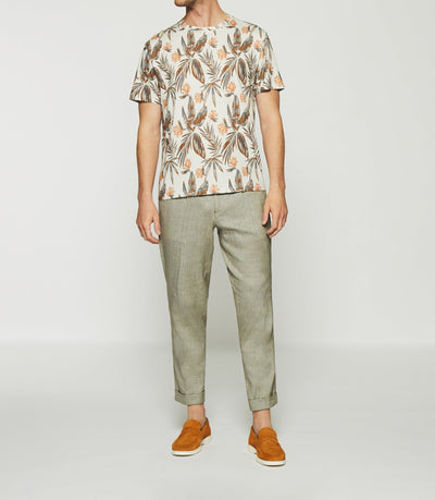 T-shirt à manches courtes à imprimé feuille écru GAYLORD - IZAC