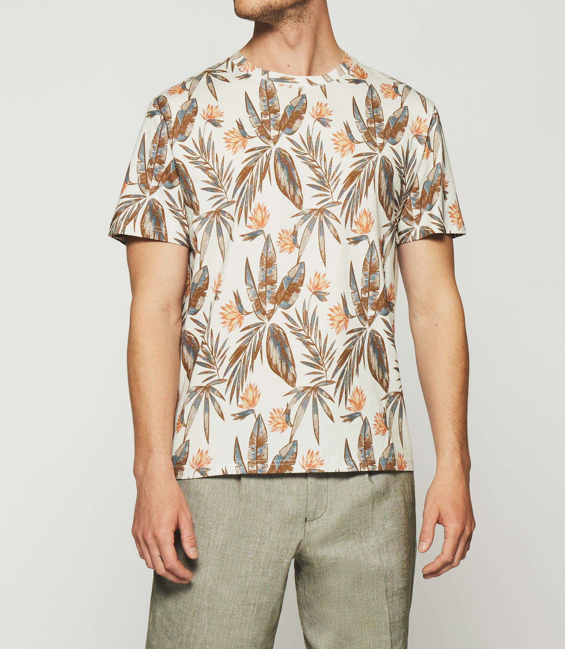 GAYLORD leaf print short sleeve t-shirt ecru