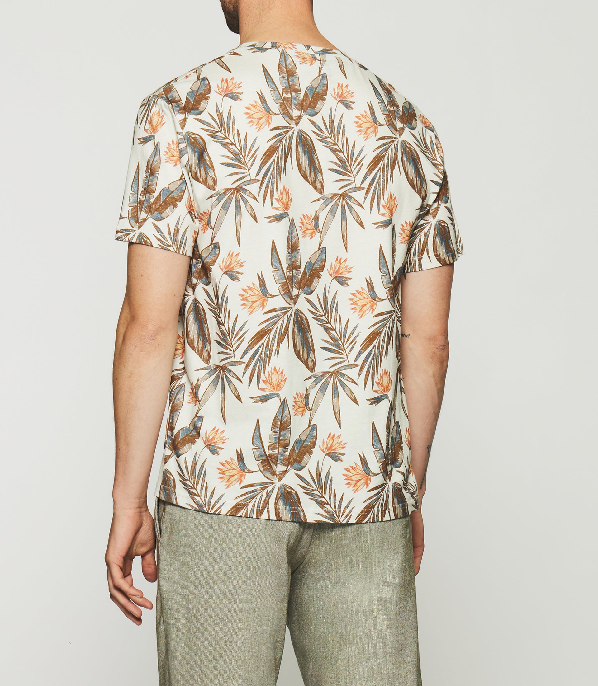 GAYLORD leaf print short sleeve t-shirt ecru