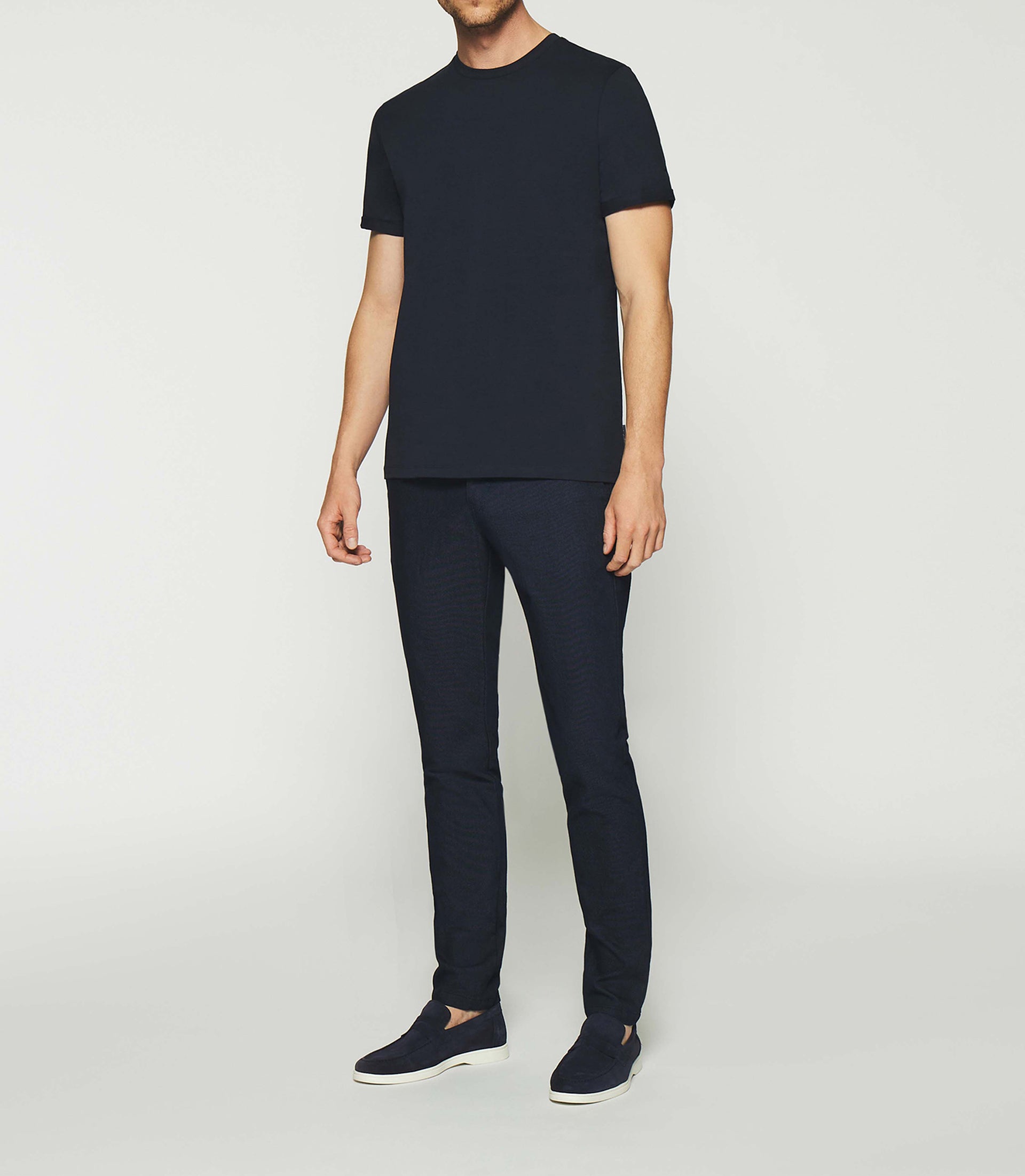 Plain short sleeve t-shirt navy GINO