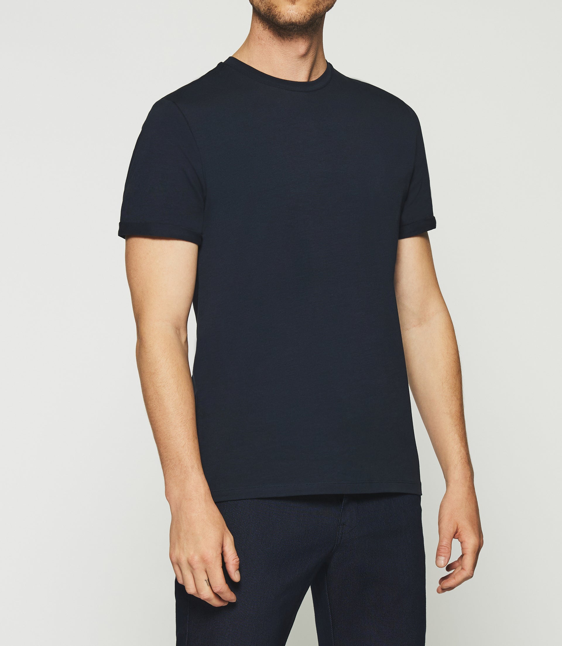 Plain short sleeve t-shirt navy GINO
