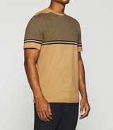 Camel and Marine Gordie striped t-shirt