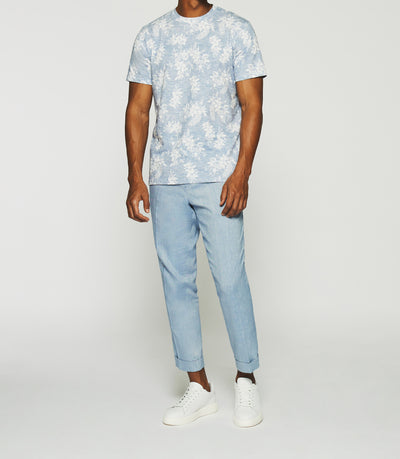 GREG blue and white flower print short sleeve t-shirt