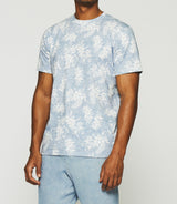 T-shirt à manches courtes à imprimé fleurs bleu et blanc GREG