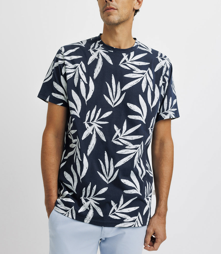 T-shirt à fleurs marine