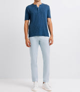 Linen T-shirt Marine buttoned collar