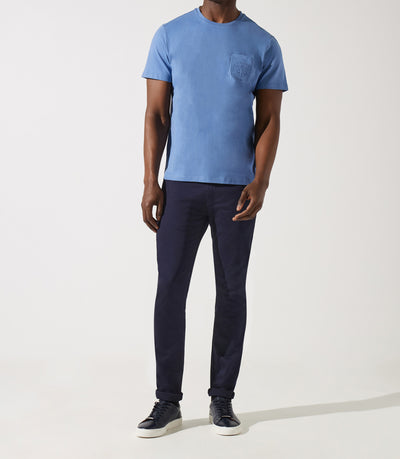 T-shirt col rond poche logo indigo GABRIEL - IZAC