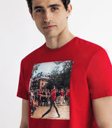 Round-collar t-shirt with Red Print