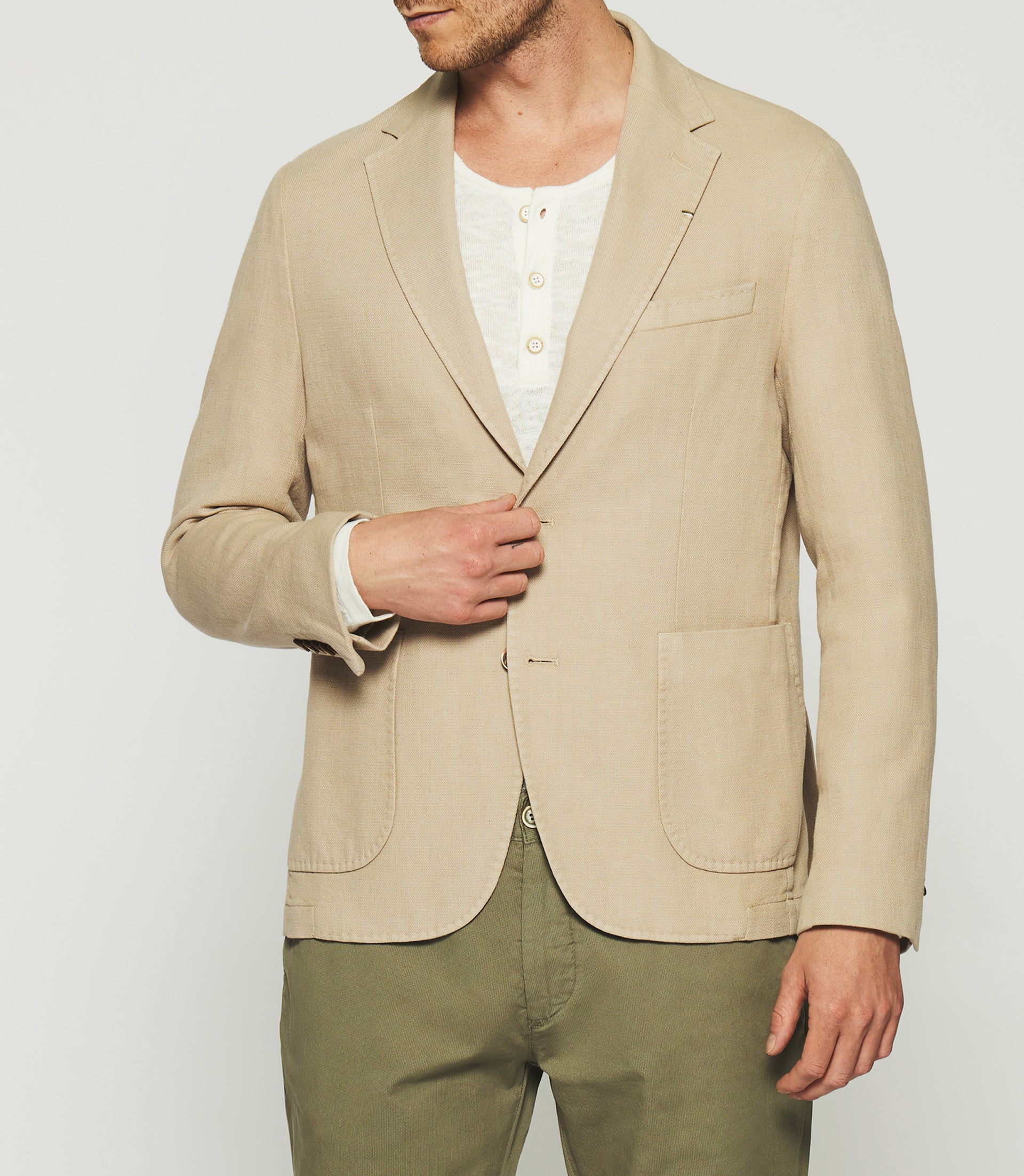 ANDREAS jacket in beige dobby cotton