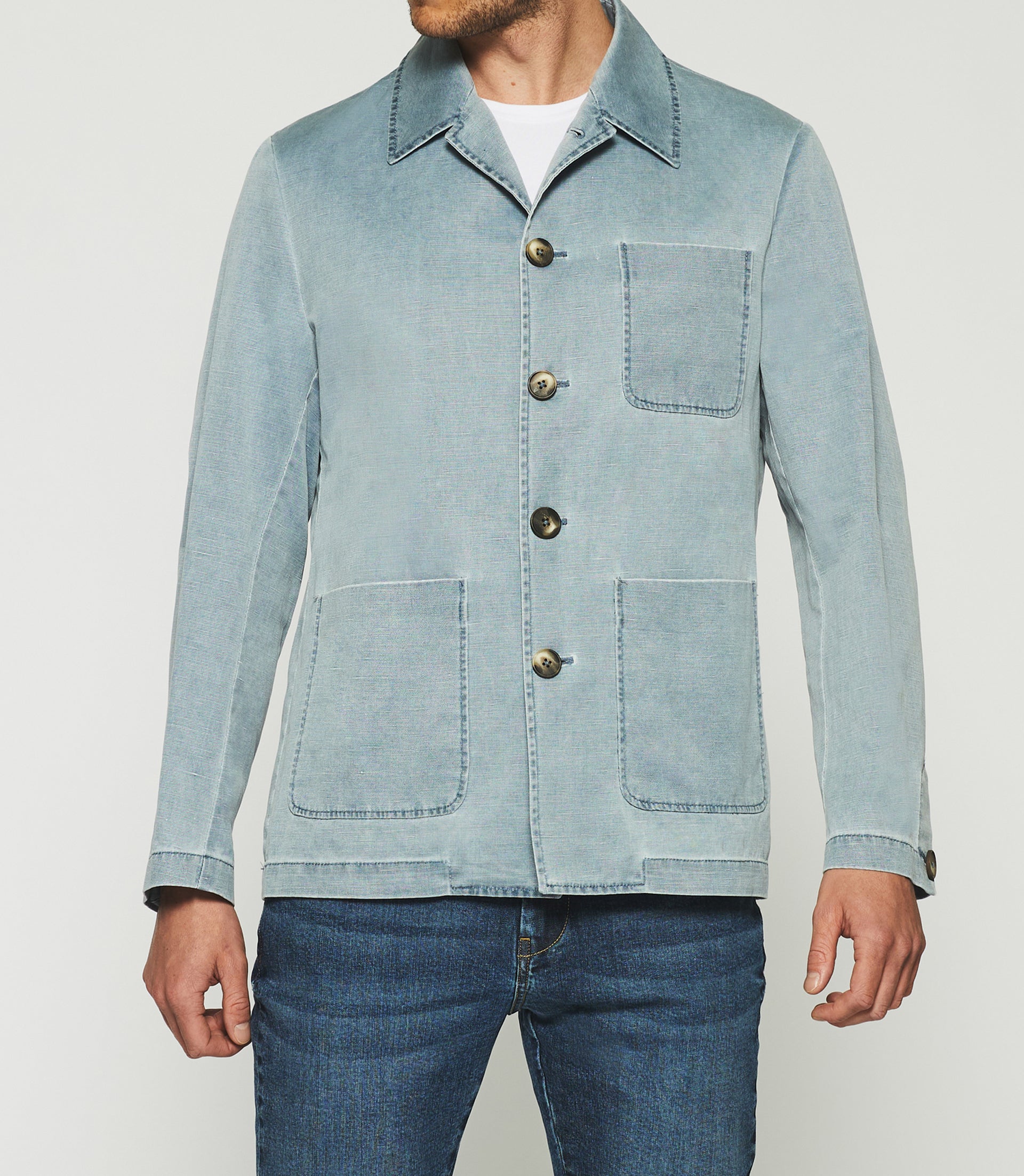 Veste en coton lin bleue AQUA