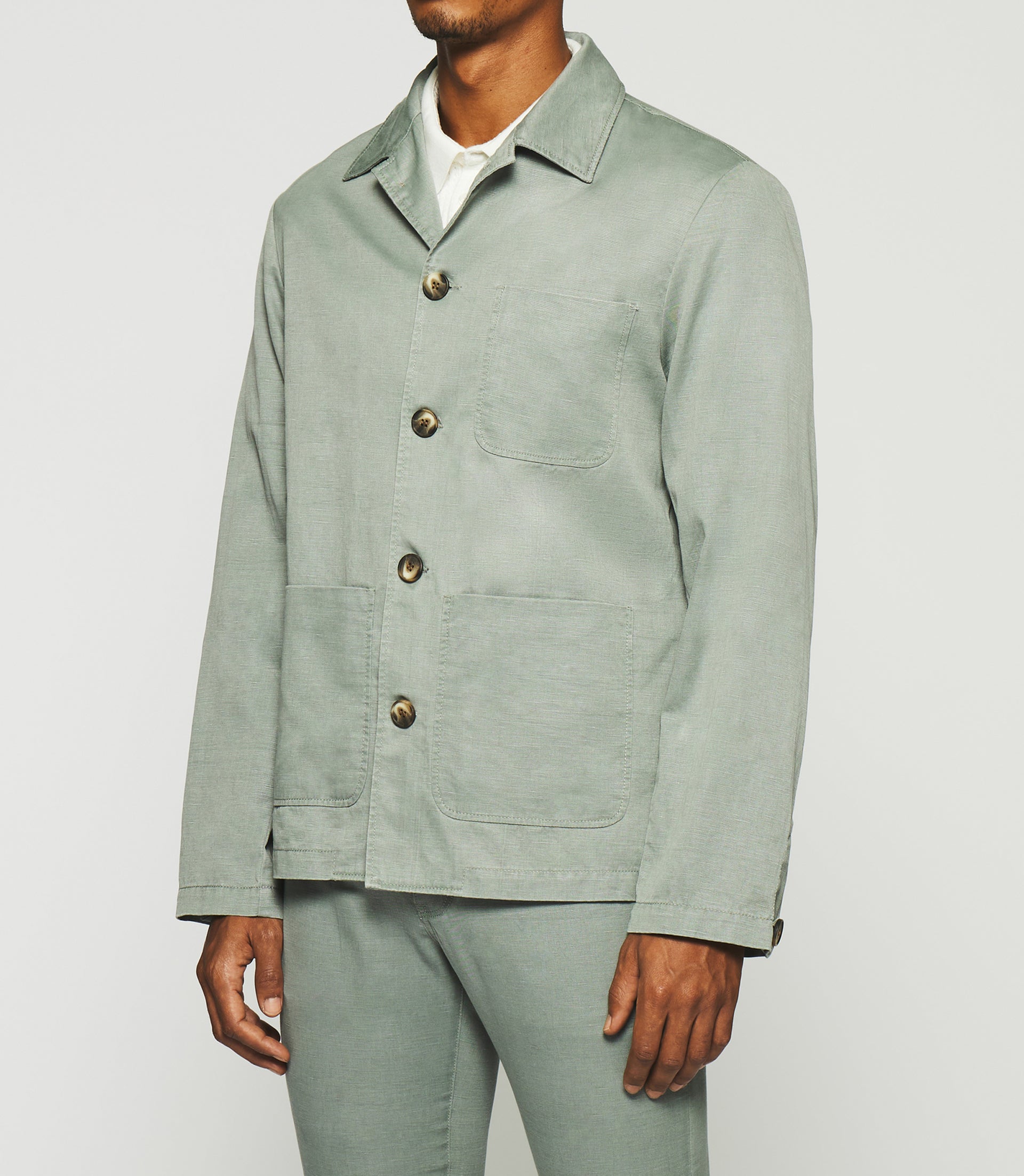 Jacket in khaki cotton linen AQUA