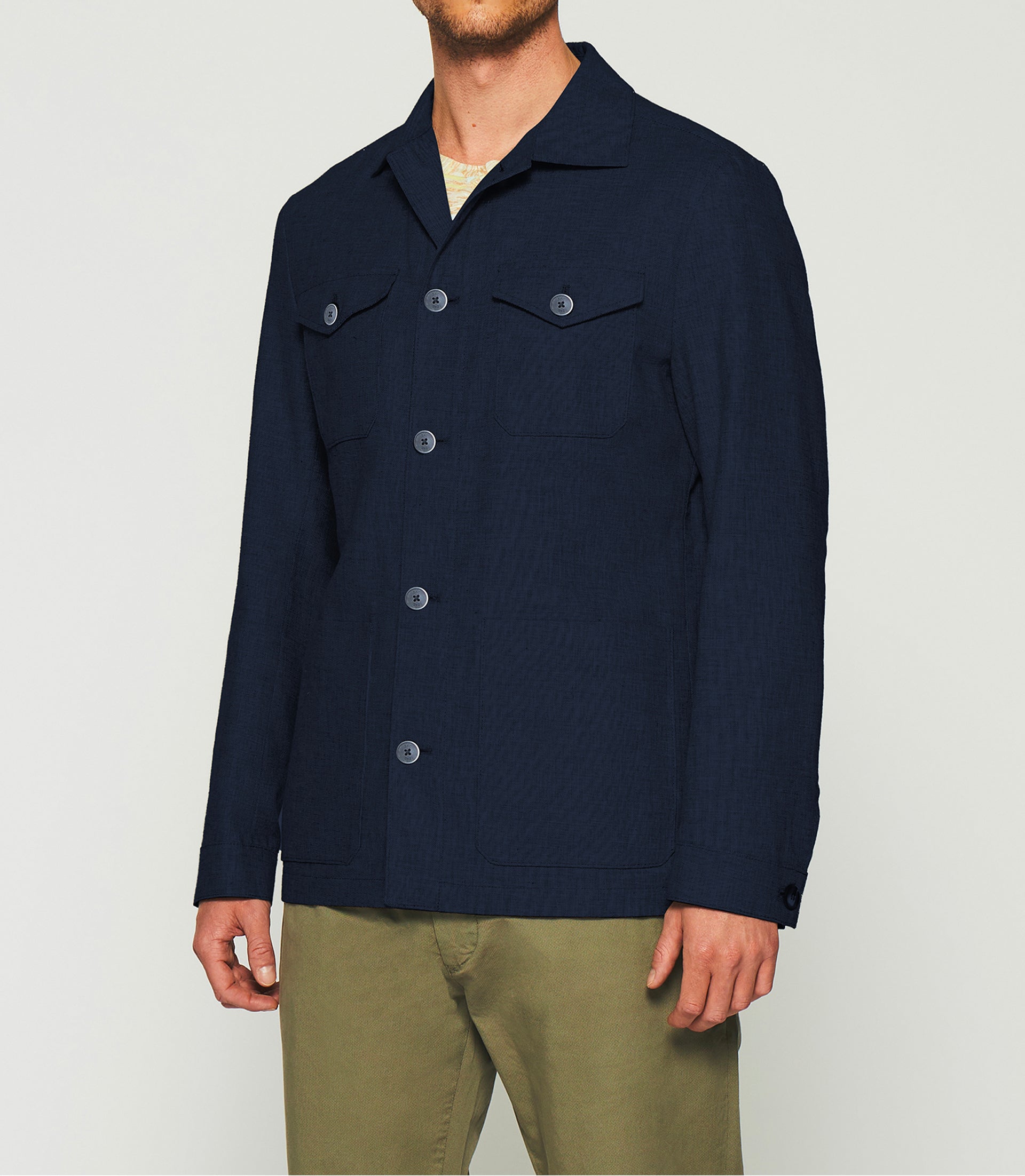 Navy cotton and linen jacket ARIZONA