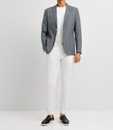 Casual jacket in linen pattern navy chicken