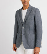 Casual jacket in linen pattern navy chicken