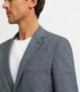 Casual jacket in linen pattern navy chicken