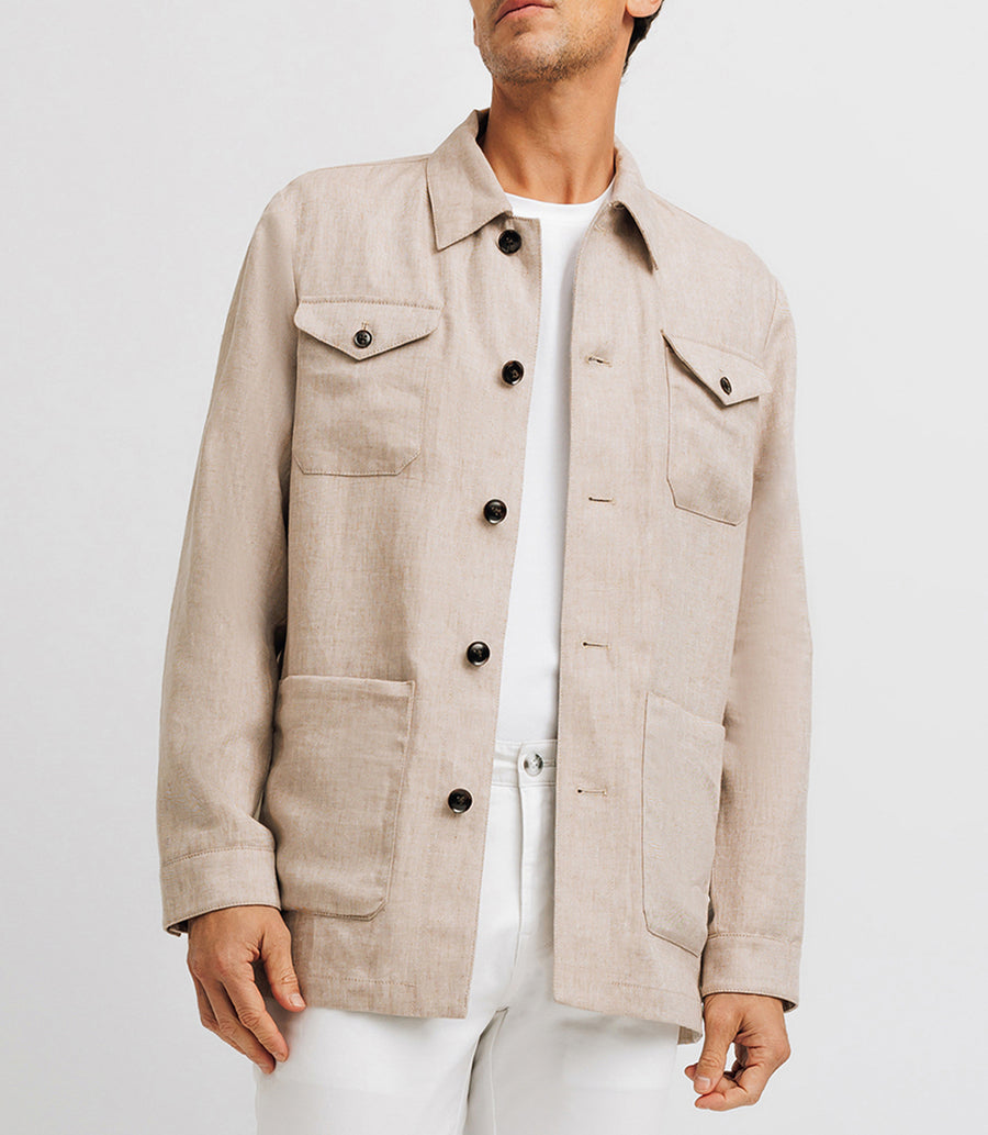 Veste casual 100% lin beige