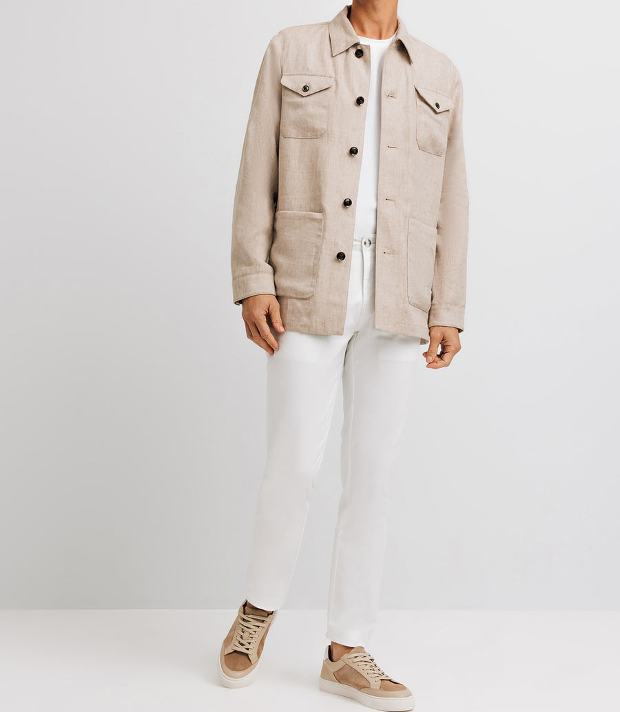 Veste casual 100% lin beige