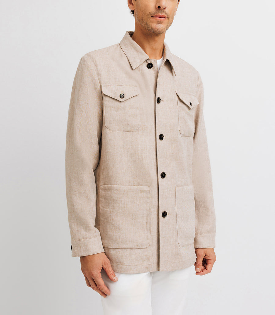 Veste casual 100% lin beige