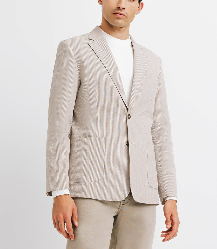 Veste casual seersucker beige