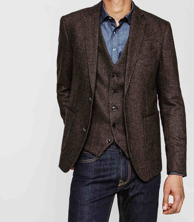 Veste tweed chocolat - IZAC